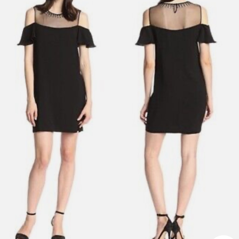 BCBGMAXAZRIA Candace Mini
Dress Womens Size 8 Black Jewel
Studded Cold Shoulder